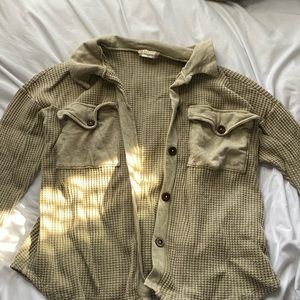 Altar’d State Waffle Knit Shacket, Beige/Tan, XS